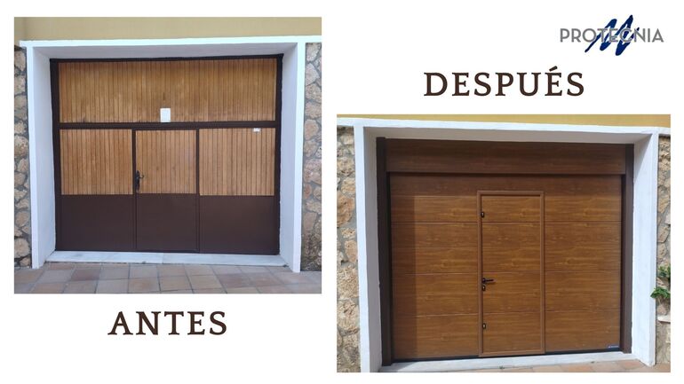 Protecnia instalación de puerta seccional con portón peatonal en Santa Pola