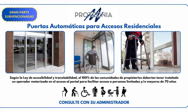 Protecnia subvenciones para puertas automáticas de accesos residenciales y comunidades de viviendas